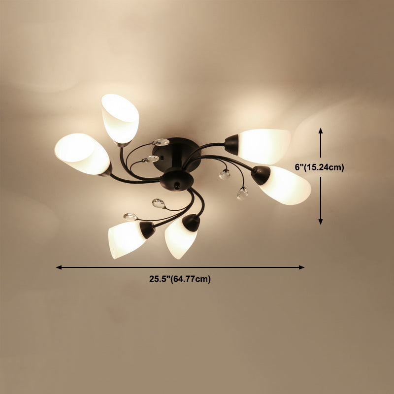 Modern Style Sputnik Shape Flush Mount Metal Ceiling Light for Bedroom