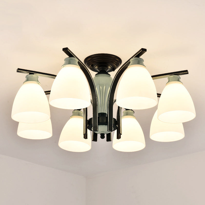 Modern Style Dome Shape Flush Mount Glass Ceiling Light for Living Room