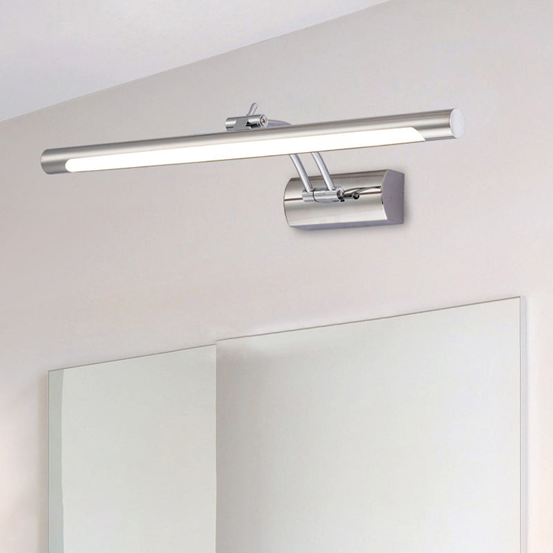 Silver Finish Contemporary Bathroom Vanity Light Single LED Bath Bar