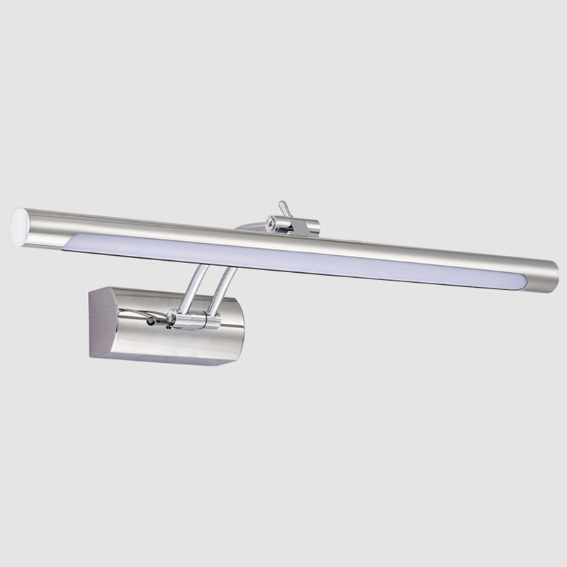 Silver Finish Contemporary Bathroom Vanity Light Single LED Bath Bar