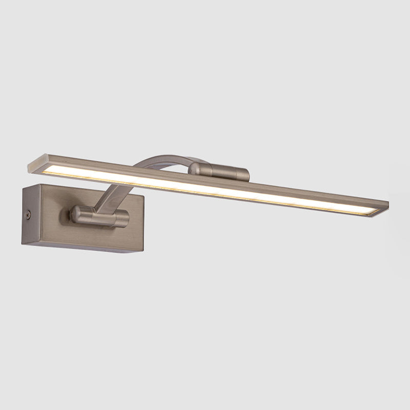 Single Silver Finish Contemporary Bathroom Vanity Light LED Bath Bar