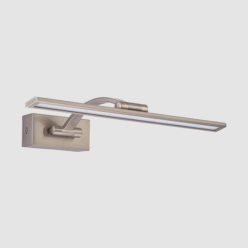 Single Silver Finish Contemporary Bathroom Vanity Light LED Bath Bar