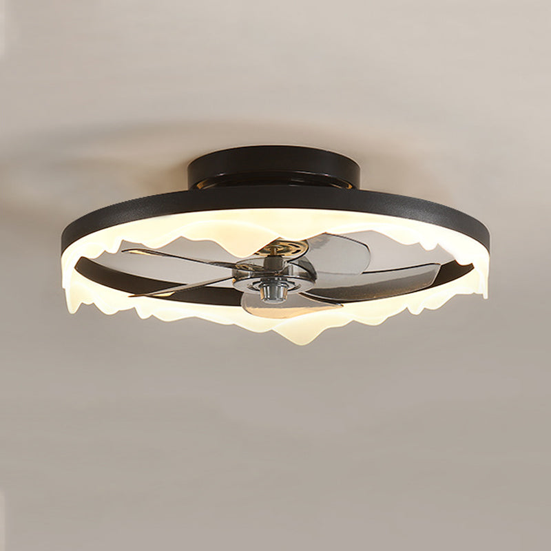 Modernism Metal LED Ceiling Fan White/Black Fan with Light for Room