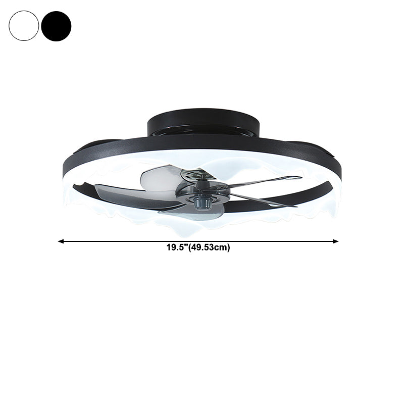 Modernism Metal LED Ceiling Fan White/Black Fan with Light for Room