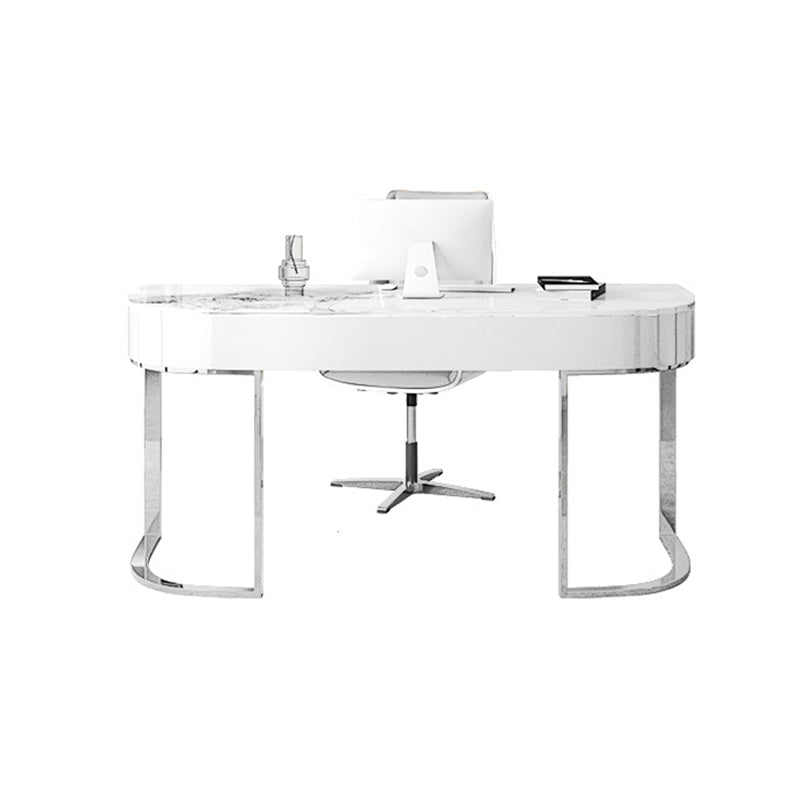 Glam Mirrored Writing Desk with Gold Metal Legs Oval Office Desk