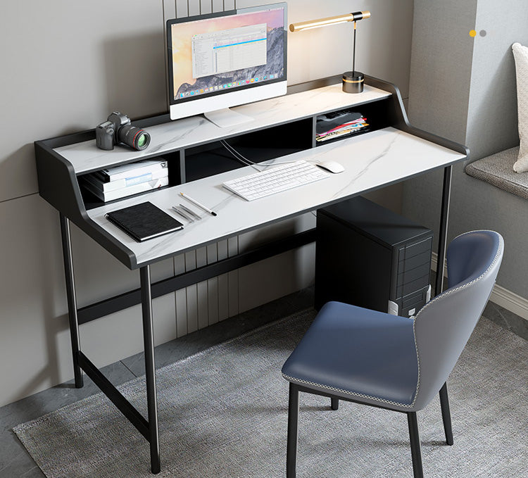 Contemporary White Marble Office Desk Home or Office Writing Desk