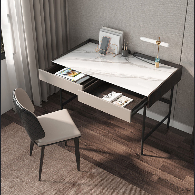 Contemporary Marble Computer Desk for Home 20"W X 30"H Desk with Drawer