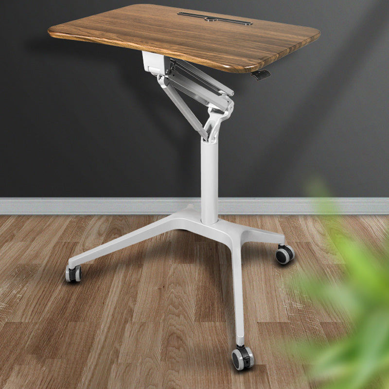 Modern with Caster Wheels Standing Desk H-Shape Metal Base Home or Office Desk