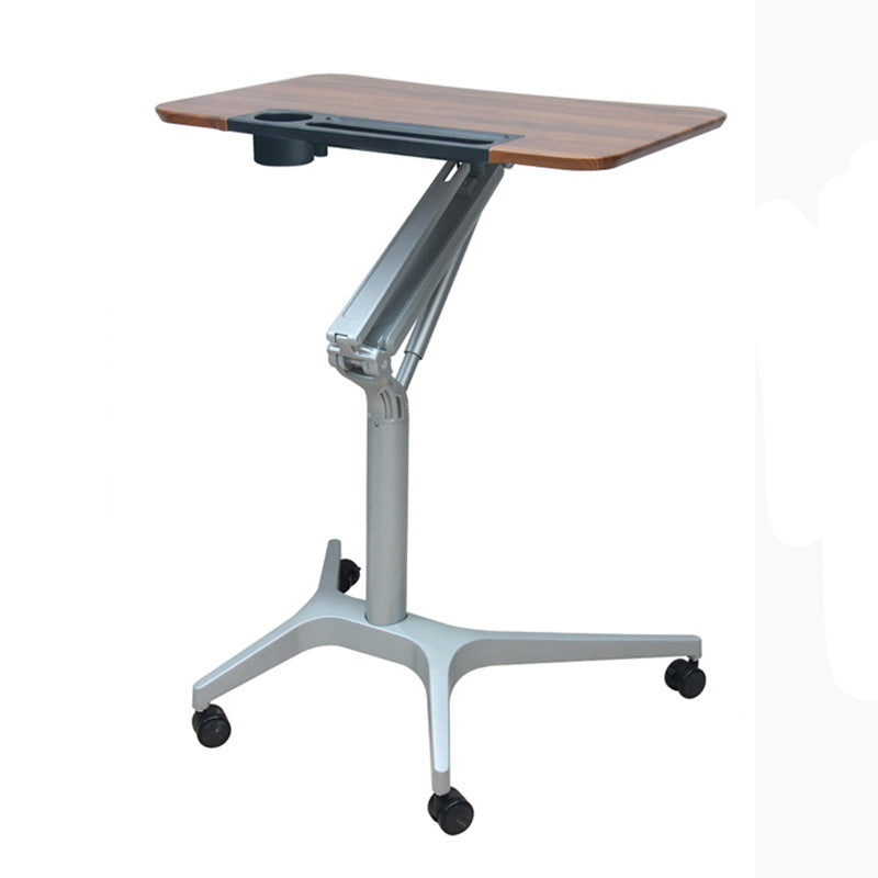 Modern with Caster Wheels Standing Desk H-Shape Metal Base Home or Office Desk