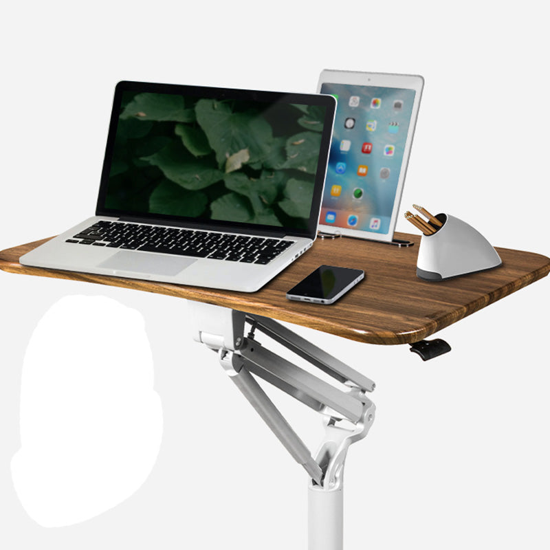 Modern with Caster Wheels Standing Desk H-Shape Metal Base Home or Office Desk