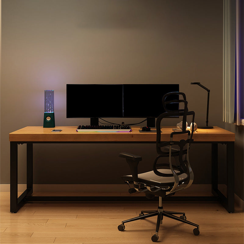 Contemporary Wooden Gaming Desk for Home 30"H Desk with Iron Legs