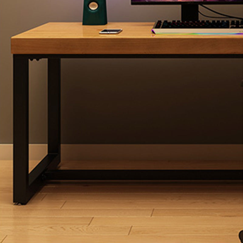 Contemporary Wooden Gaming Desk for Home 30"H Desk with Iron Legs