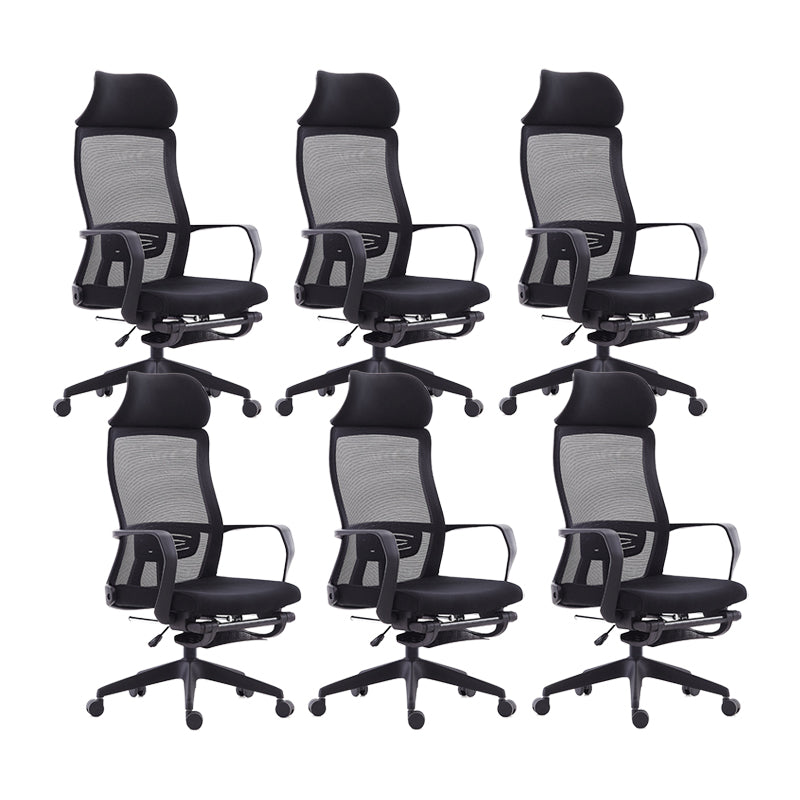 Contemporary Arm Chair Fixed Arm Adjustable Seat Height Swivel Footrest Black Office Chair