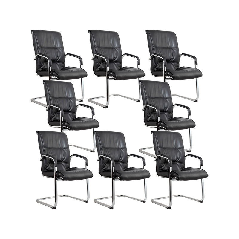 Contemporary Ergonomic Office Chair Mid-Back No Wheels Guest Chair