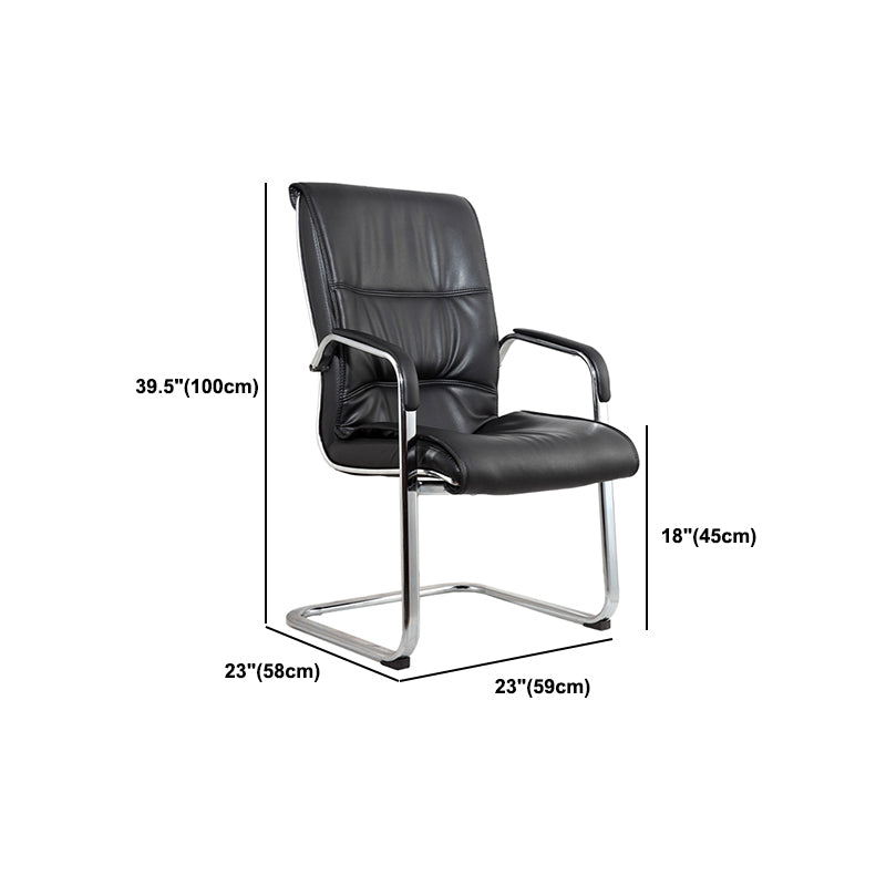 Contemporary Ergonomic Office Chair Mid-Back No Wheels Guest Chair