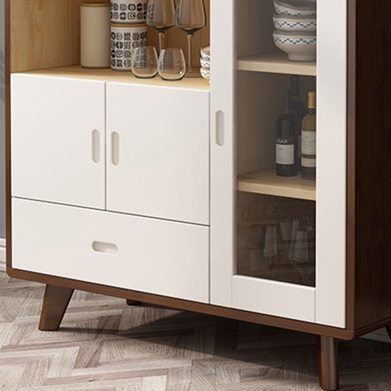 Modern Rubberwood Dining Hutch Standard 3-Door Hutch Cabinet for Dining Room