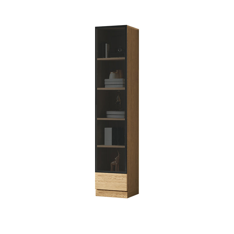 Scandinavian Oil Oak Storage Cabinet Glass Doors Display Cabinet for Living Room