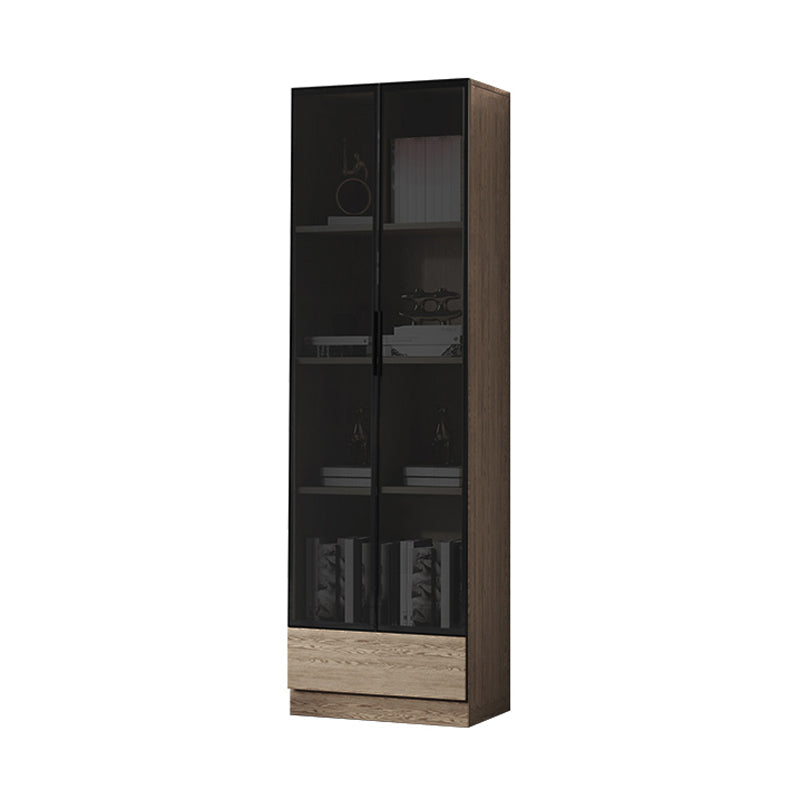 Scandinavian Oil Oak Storage Cabinet Glass Doors Display Cabinet for Living Room