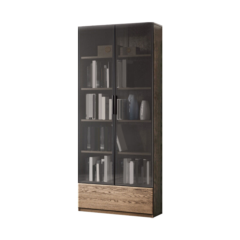 Scandinavian Oil Oak Storage Cabinet Glass Doors Display Cabinet for Living Room