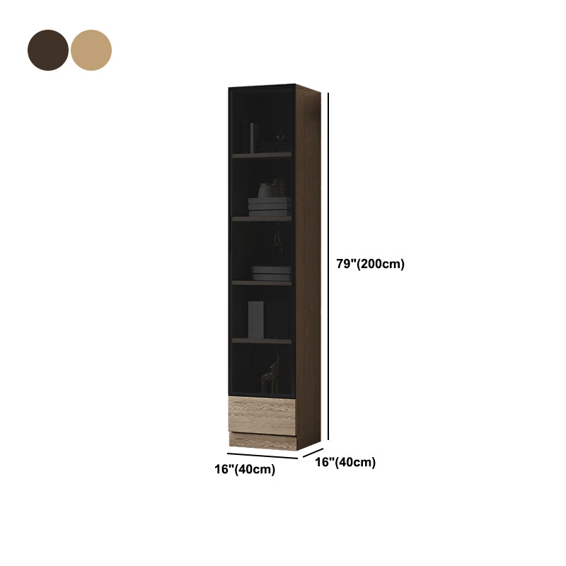 Scandinavian Oil Oak Storage Cabinet Glass Doors Display Cabinet for Living Room