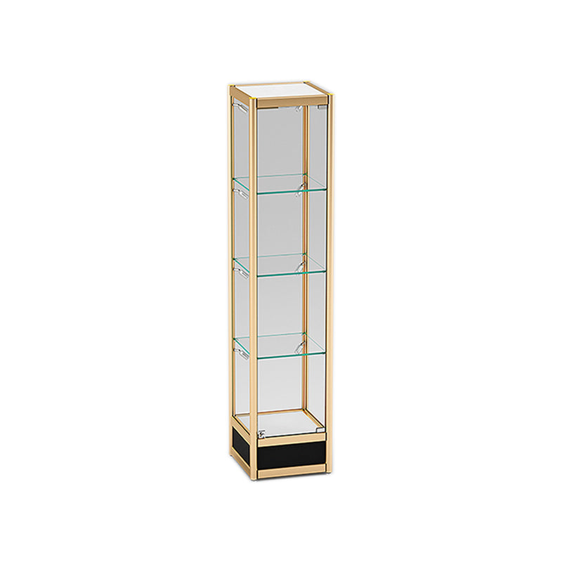 Modern Metal Display Stand Glass Shelves Curio Cabinet in White/ Gold