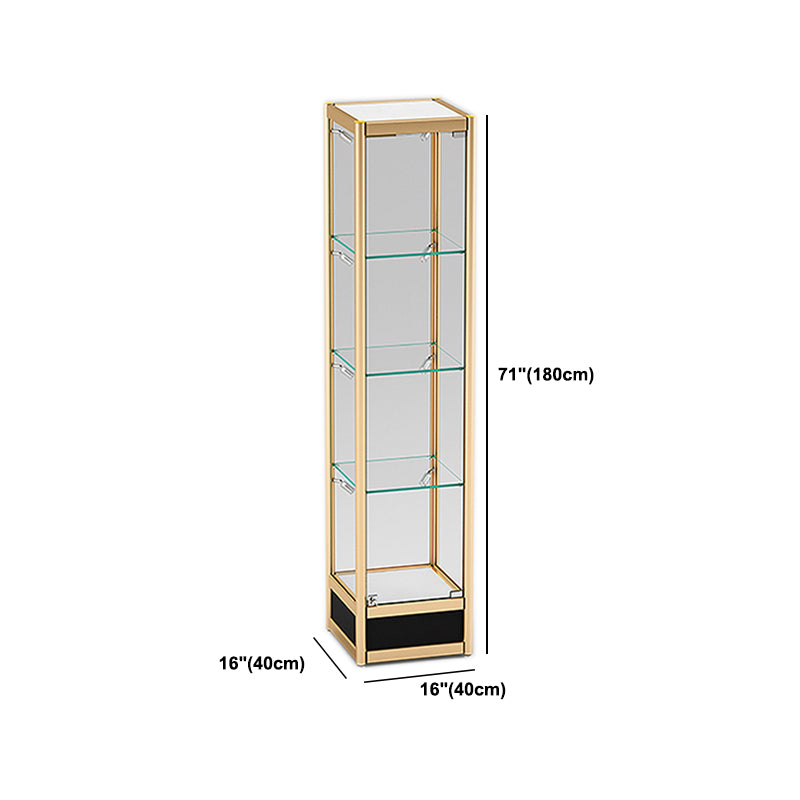 Modern Metal Display Stand Glass Shelves Curio Cabinet in White/ Gold