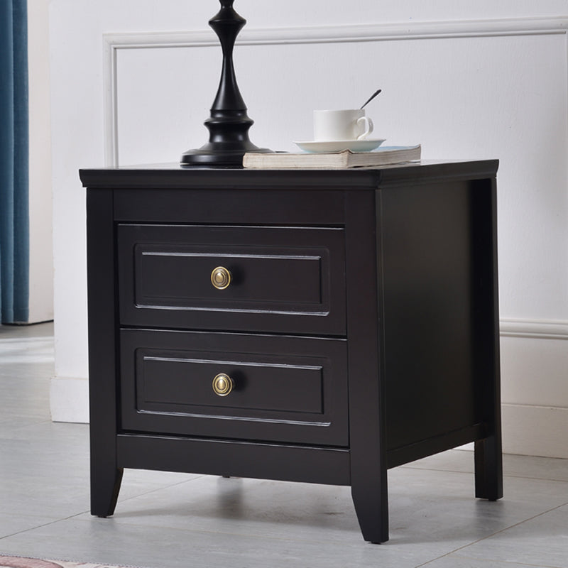 Modern Solid Wood Night Table Bedroom 2-drawer Nightstand with 4-leg