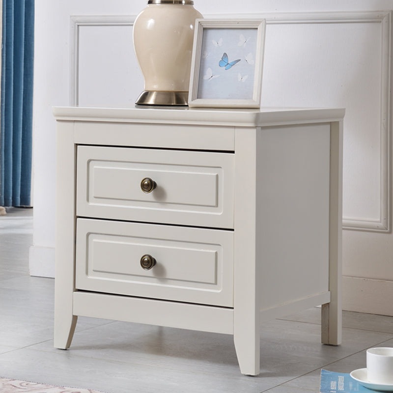 Modern Solid Wood Night Table Bedroom 2-drawer Nightstand with 4-leg