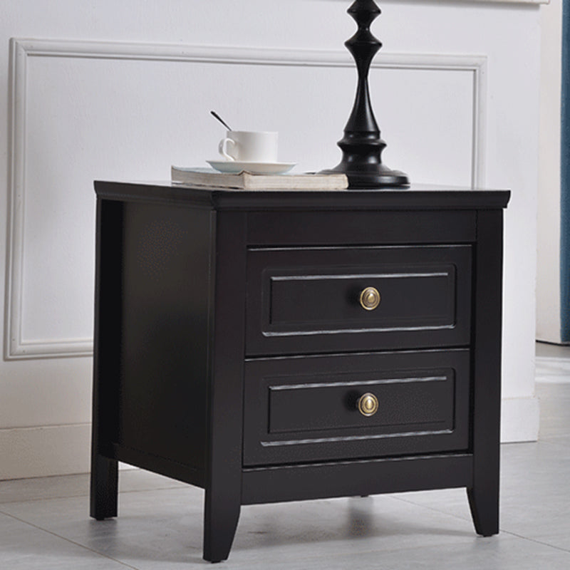 Modern Solid Wood Night Table Bedroom 2-drawer Nightstand with 4-leg