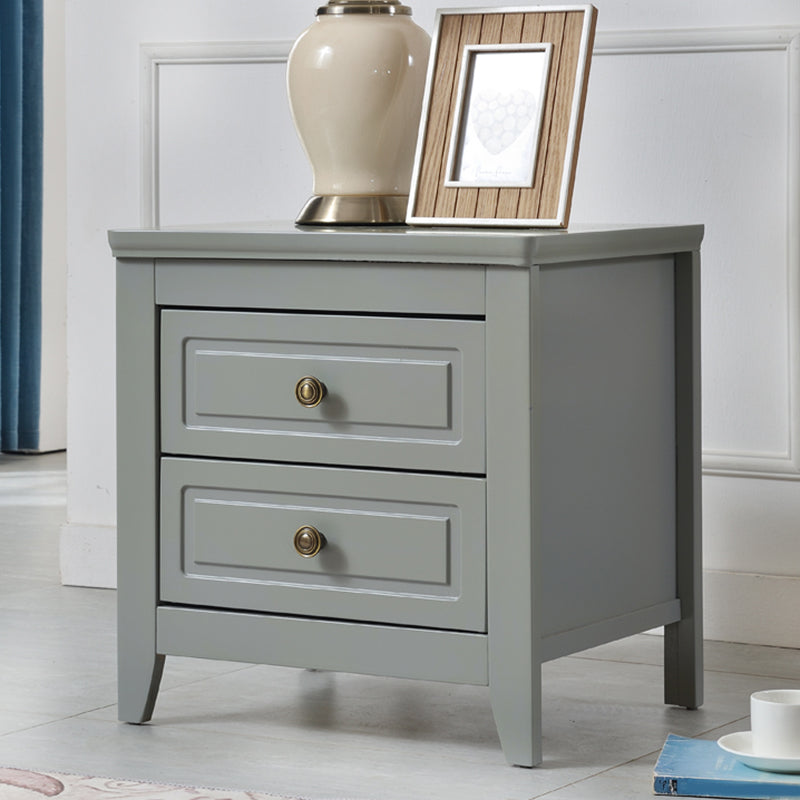 Modern Solid Wood Night Table Bedroom 2-drawer Nightstand with 4-leg