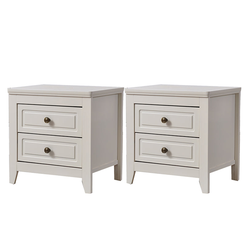 Modern Solid Wood Night Table Bedroom 2-drawer Nightstand with 4-leg