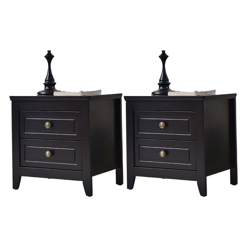 Modern Solid Wood Night Table Bedroom 2-drawer Nightstand with 4-leg