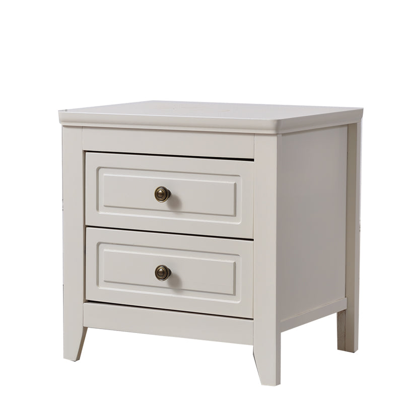 Modern Solid Wood Night Table Bedroom 2-drawer Nightstand with 4-leg