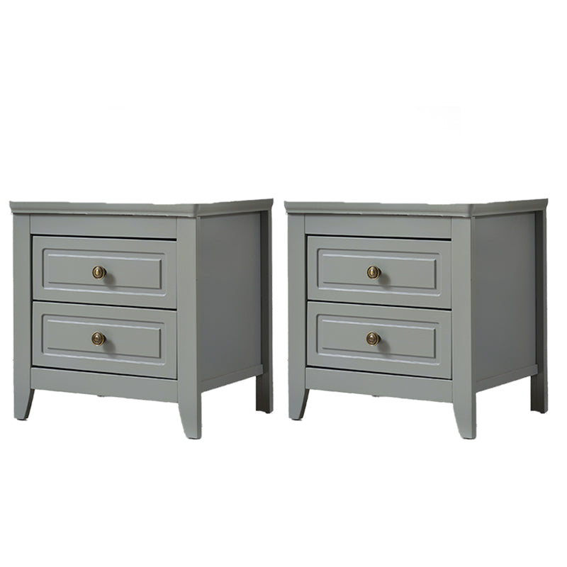 Modern Solid Wood Night Table Bedroom 2-drawer Nightstand with 4-leg