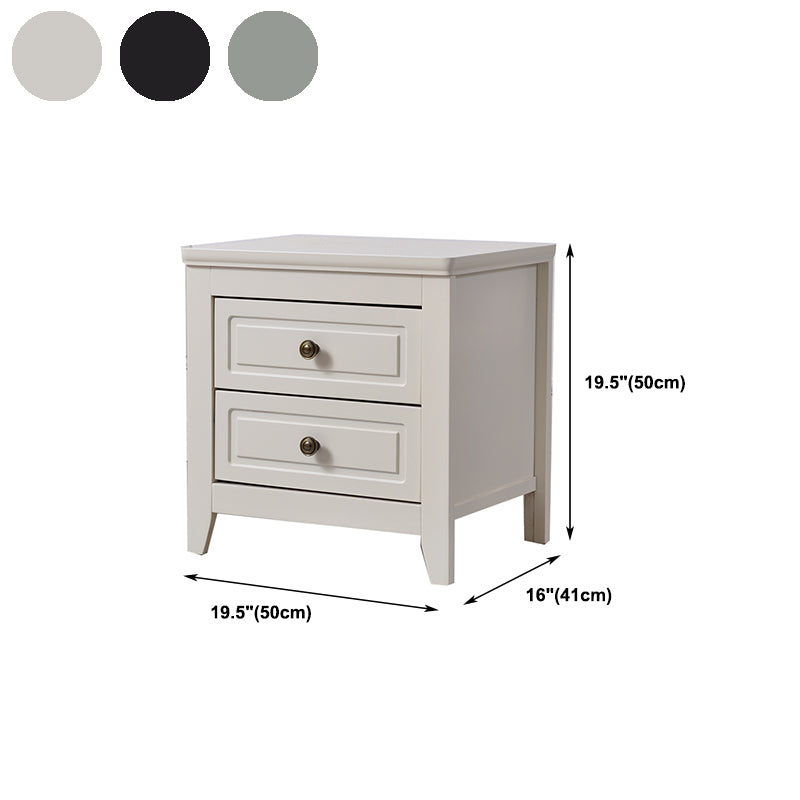 Modern Solid Wood Night Table Bedroom 2-drawer Nightstand with 4-leg