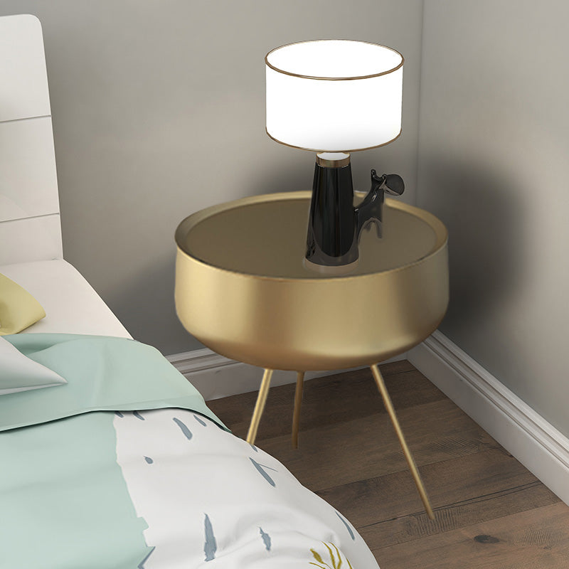 Modern Metal Night Table Legs Included Round Nightstand for Bedroom