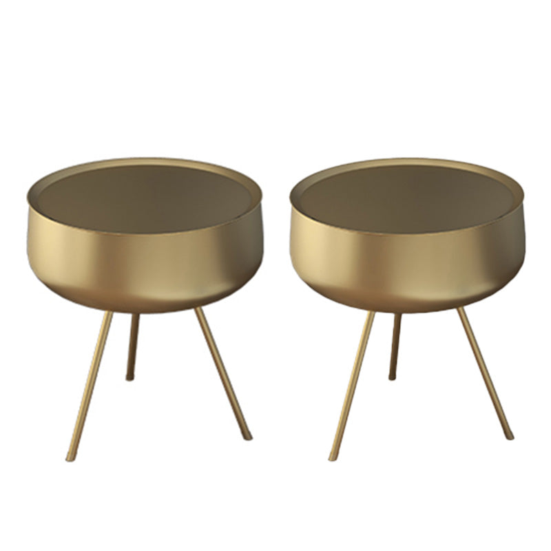 Modern Metal Night Table Legs Included Round Nightstand for Bedroom