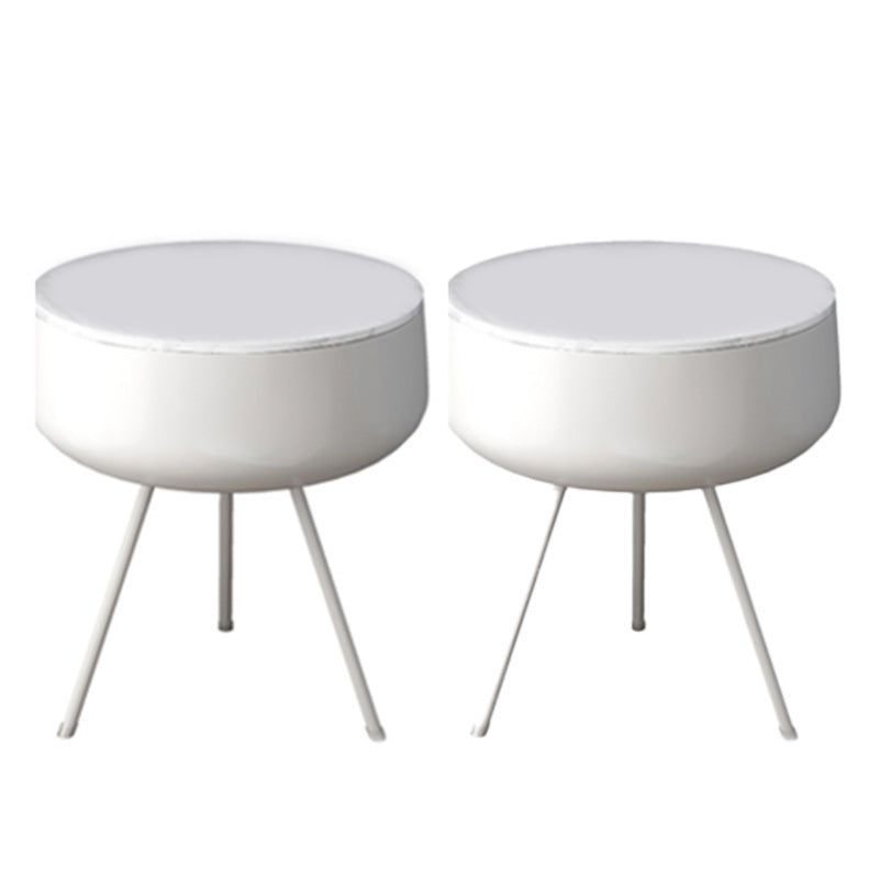 Modern Metal Night Table Legs Included Round Nightstand for Bedroom