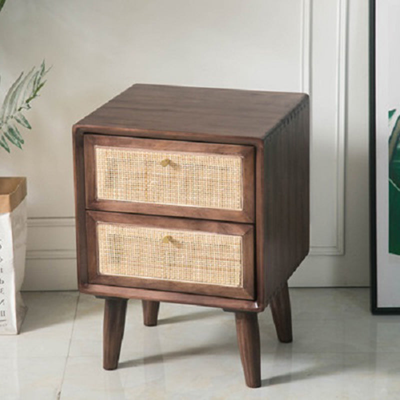 Contemporary Accent Table Nightstand 21.26" Tall 2 Drawers Bed Nightstand