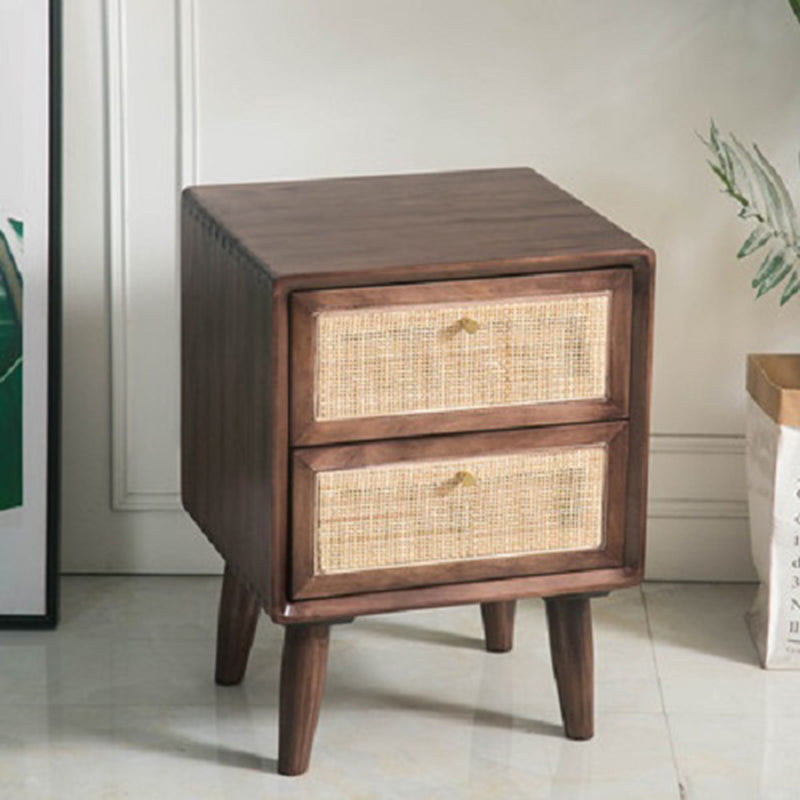 Contemporary Accent Table Nightstand 21.26" Tall 2 Drawers Bed Nightstand