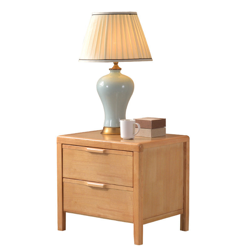 2-drawers Night Table Modern Solid Wood Nightstand ,19.3" Tall