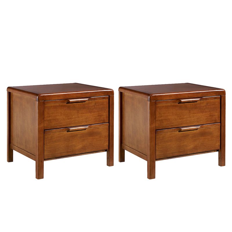 2-drawers Night Table Modern Solid Wood Nightstand ,19.3" Tall