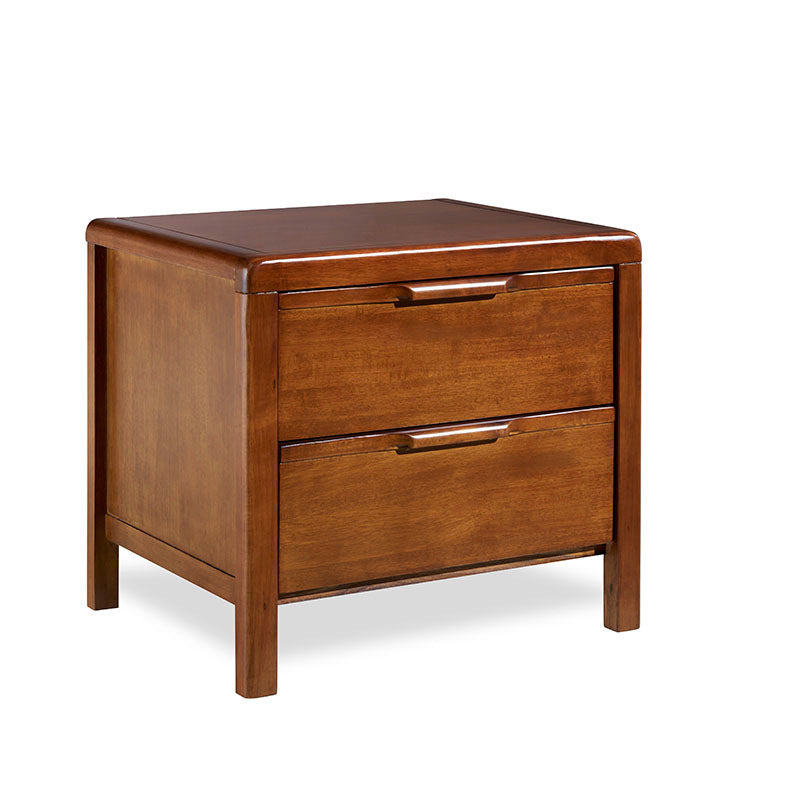 2-drawers Night Table Modern Solid Wood Nightstand ,19.3" Tall