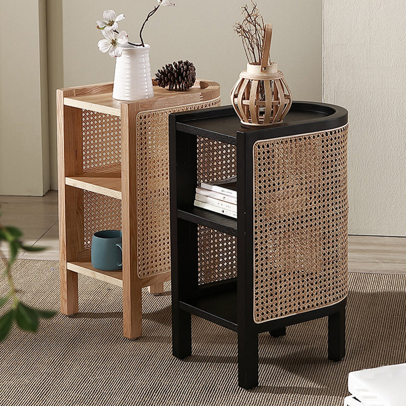 Modern Bed Nightstand Solid Wood Night Table with Lower Shelf ,24.4" Tall