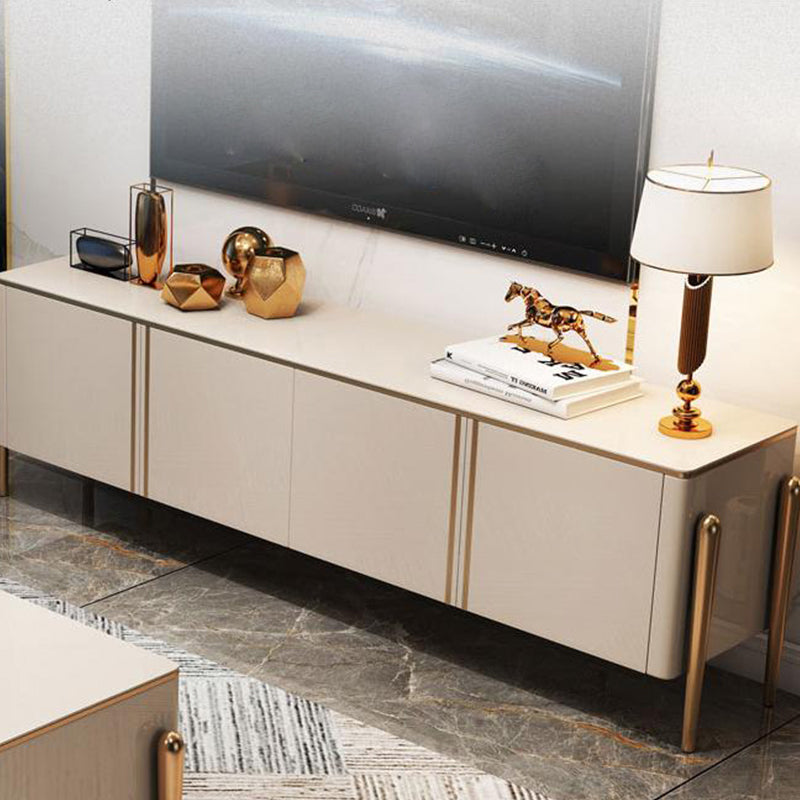 Glam Style TV Console Stainless Steel Legs TV Stand with 2 Cabinets