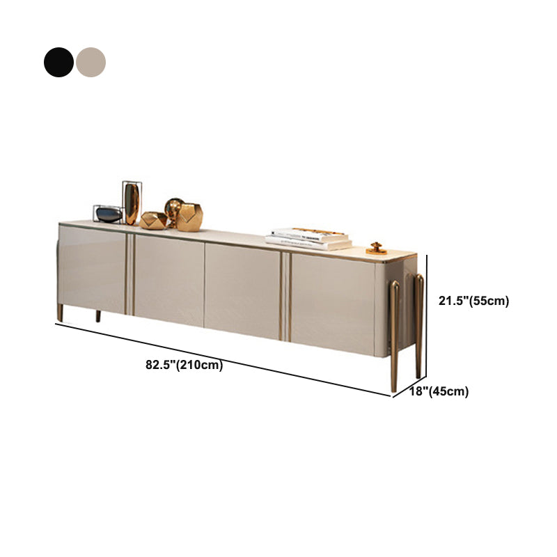 Glam Style TV Console Stainless Steel Legs TV Stand with 2 Cabinets