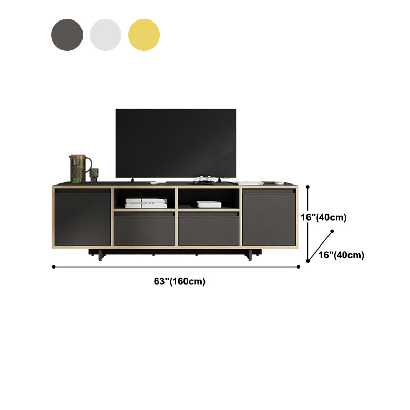 Wooden TV Cabinet Modern Minimalist Home Open Media Console TV Stand