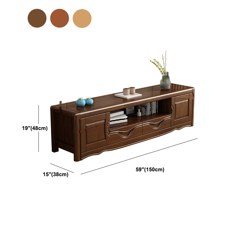 Modern Wood TV Media Stand 15" W Open Shelving TV Stand with Drawers