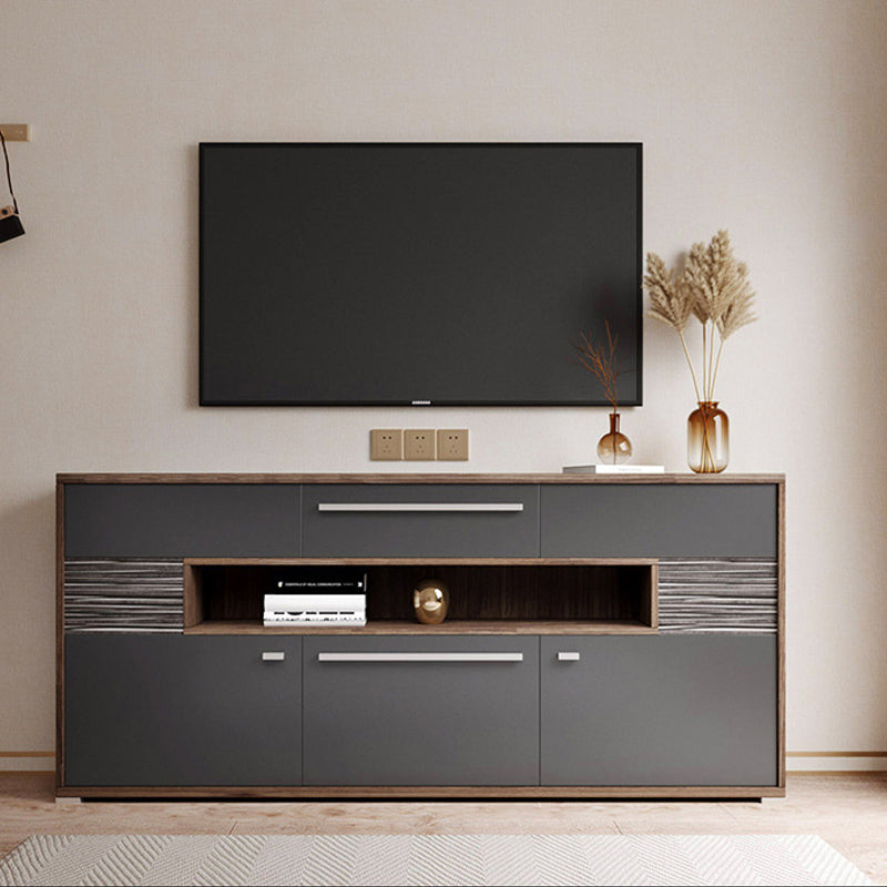 Modern TV Stand Console Faux Wood TV Stand Console with 2 Storage