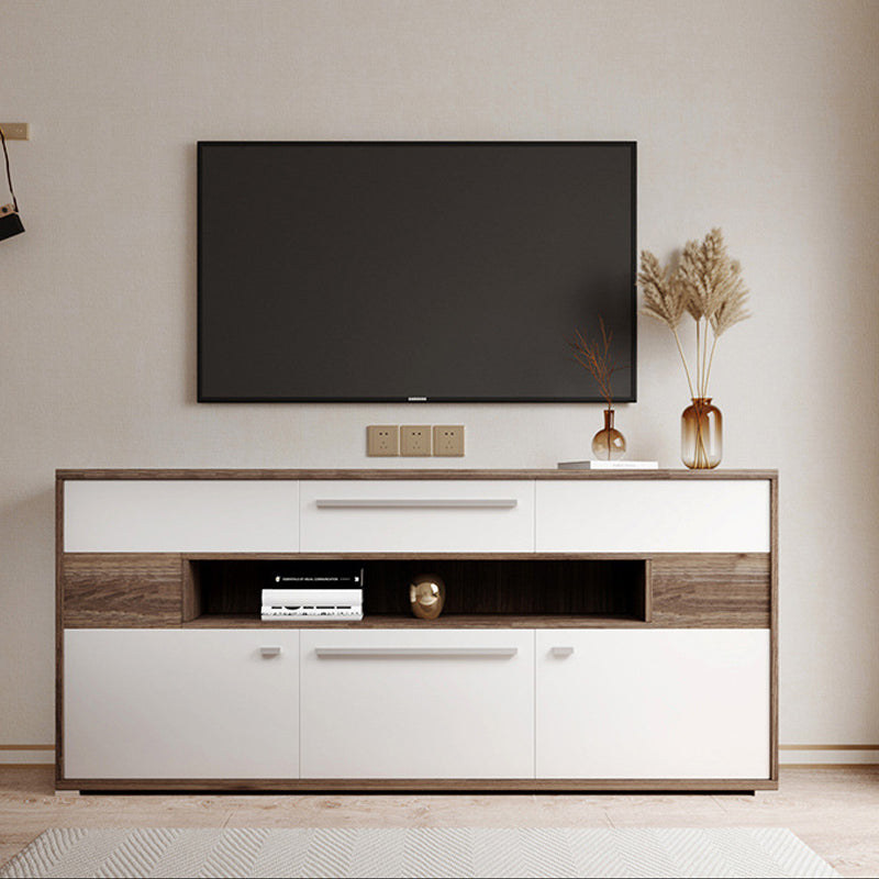 Modern TV Stand Console Faux Wood TV Stand Console with 2 Storage